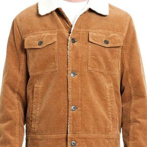 Men's Kayne Corduroy Sherpa Trucker Jacket with Fleece Lining | Large